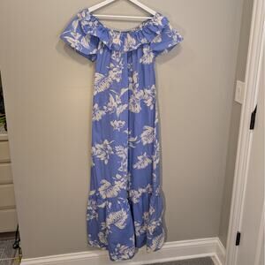 Hilo Hattie Maxi Dress Flowy Tiered Floral Island Boho Resort Chic - Size M